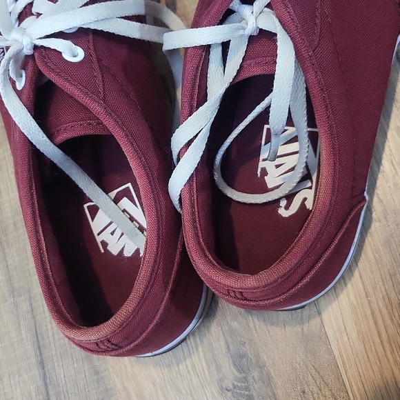 VANS Off the Wall Burgandy Red Lace Up Tennis Shoe Sneaker - Picture 6 of 11